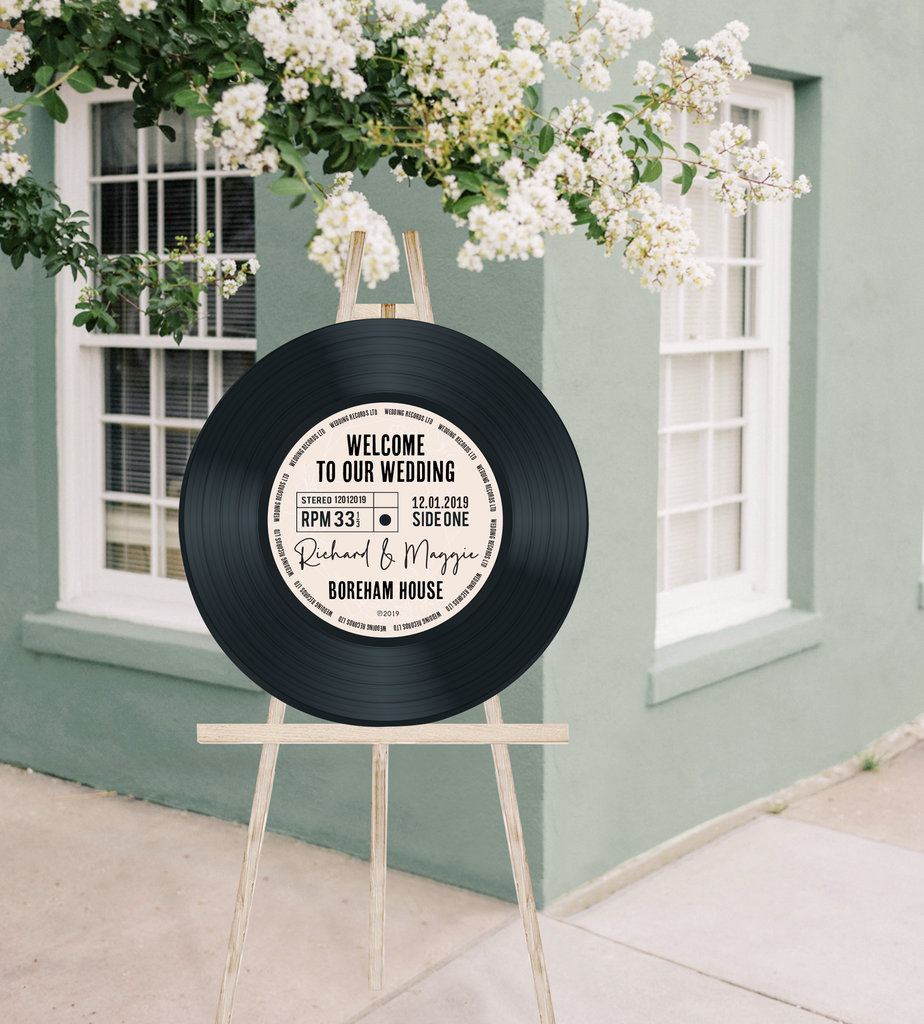 Round/ Circular Wedding Welcome Sign - Printed Vinyl Record Design