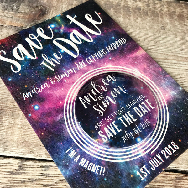 Galaxy Celestial (Space) Save The Date Magnets with Postcards