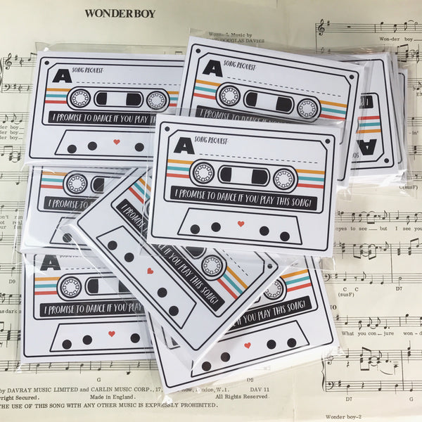 Wedding Song Request Cards - Tape Cassette Mixtape Inspired Design (Pack of 10)
