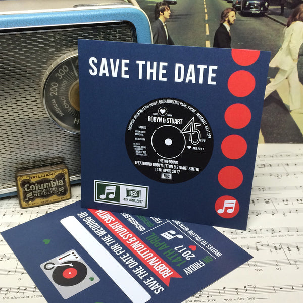 Vinyl Record Inspired Wedding Save The Date Cards