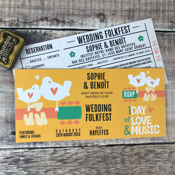 Woodstock Festival Ticket Inspired Wedding Invitations