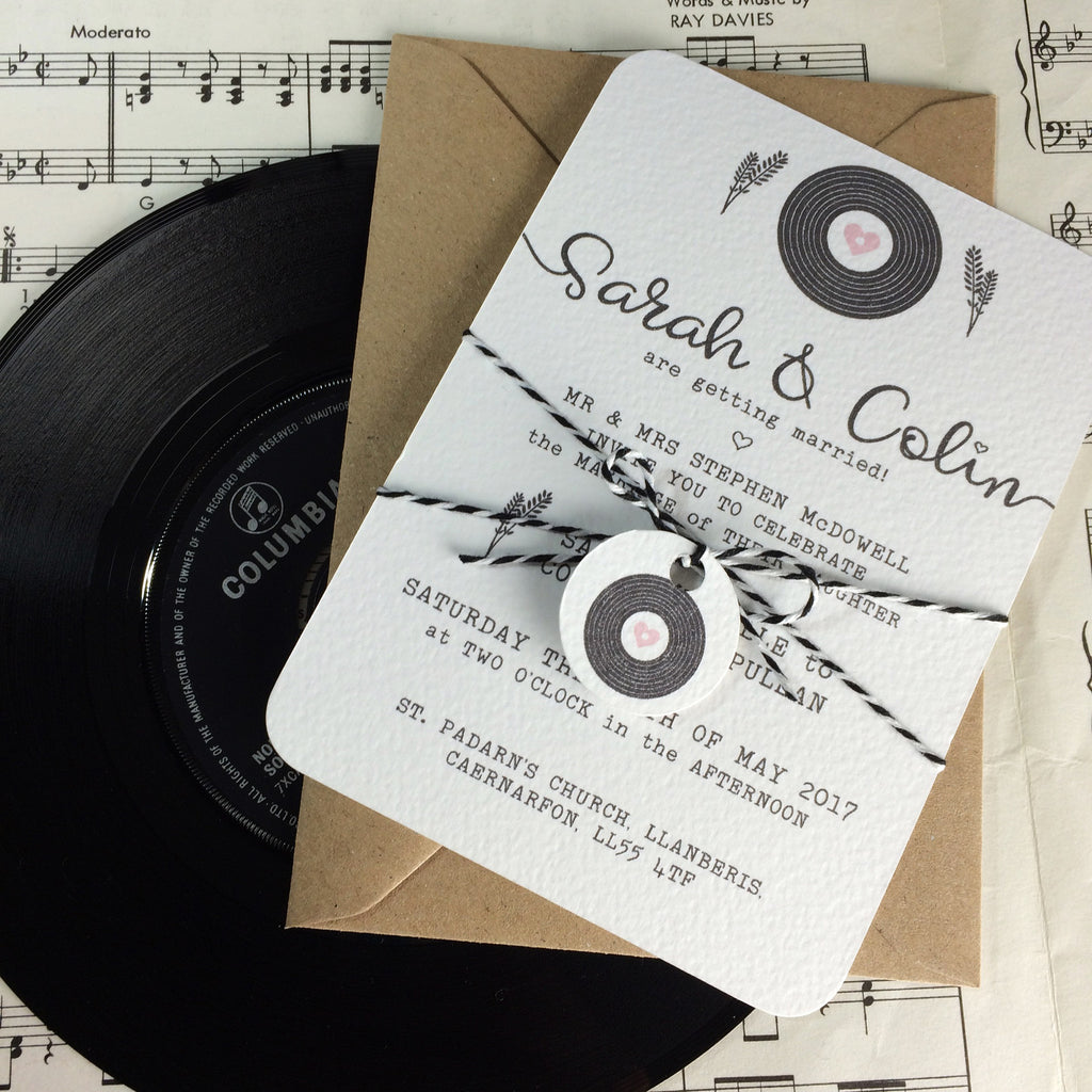 Romantic Vinyl Record Inspired Wedding Invitations