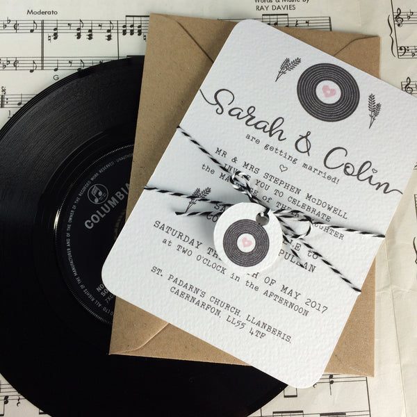 Romantic Vinyl Record Inspired Wedding Invitations