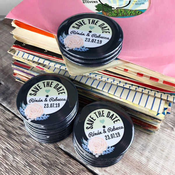 Save The Date Magnets Floral Vinyl Record Design 5