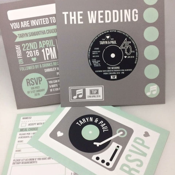 Vinyl Record Inspired Wedding Invitations