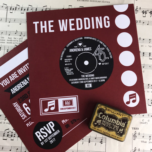 Vinyl Record Inspired Wedding Invitations