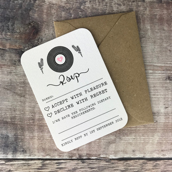 Romantic Vinyl Record Inspired Wedding Invitations