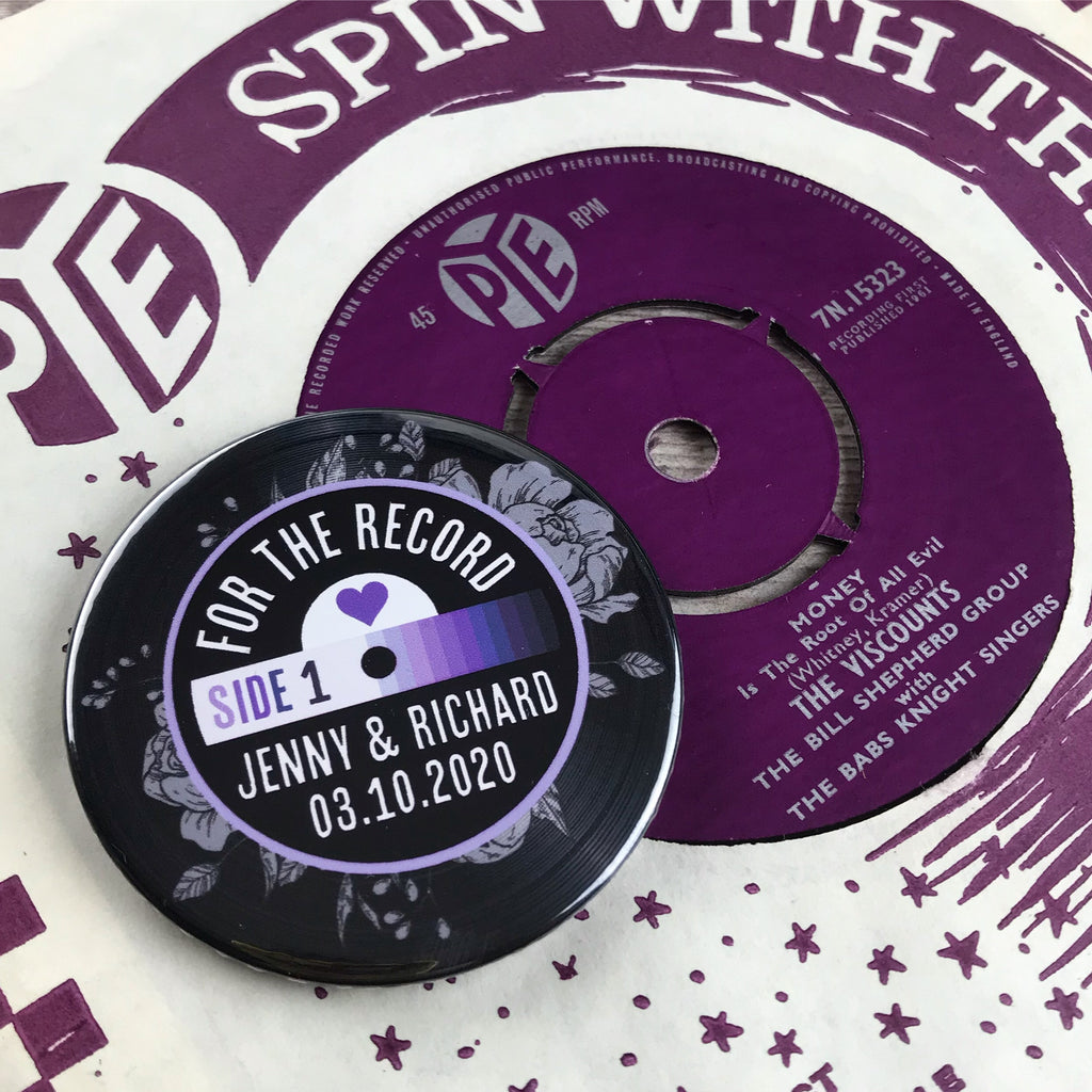 Save The Date Magnets Vinyl Record Design 6 (Etched Floral)