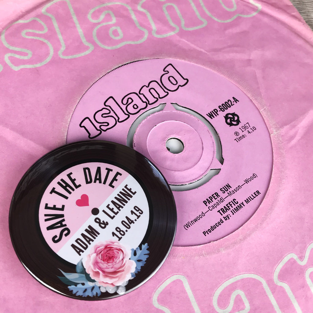 Save The Date Magnets Floral Vinyl Record Design 5