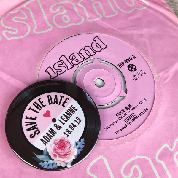 Save The Date Magnets Floral Vinyl Record Design 5