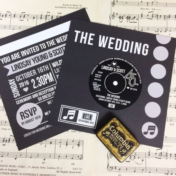 Vinyl Record Inspired Wedding Invitations