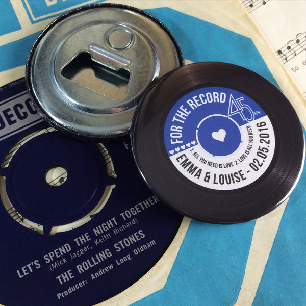Wedding Favour Bottle Openers - Vinyl Record Design