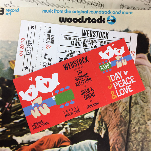 Woodstock Festival Ticket Inspired Wedding Invitations