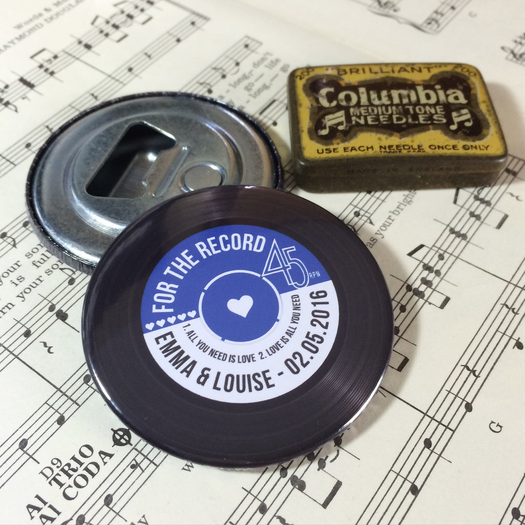 Wedding Favour Bottle Openers - Vinyl Record Design