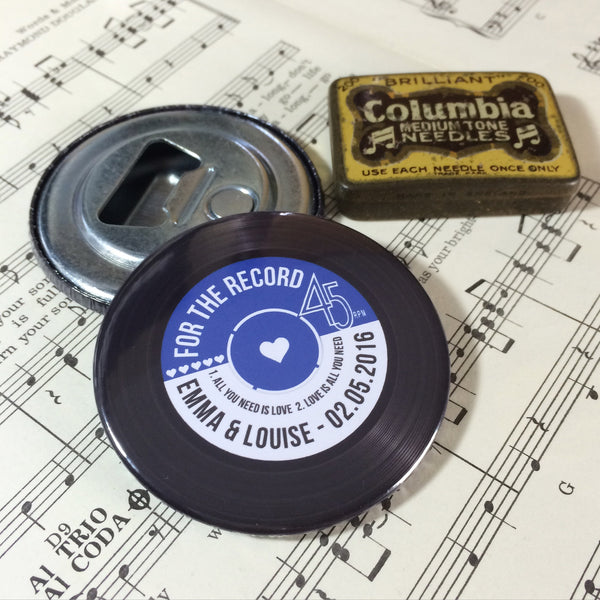 Wedding Favour Bottle Openers - Vinyl Record Design