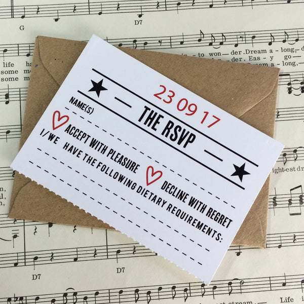 Gig/ Concert Ticket Inspired Wedding Invitations - Design 1