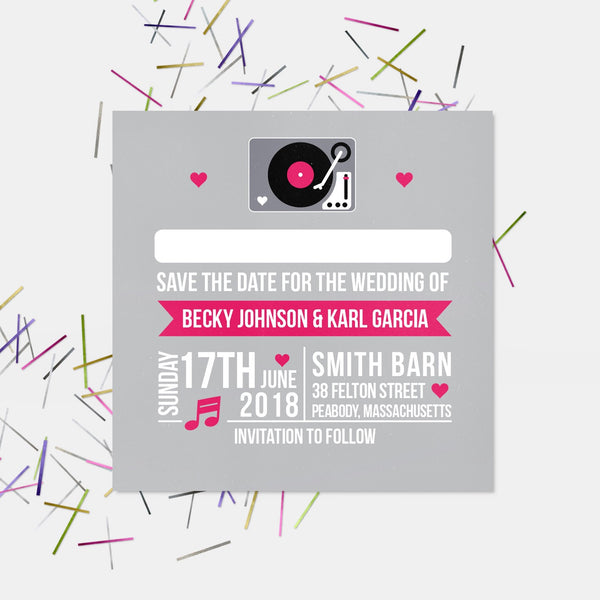Vinyl Record Inspired Wedding Save The Date Cards