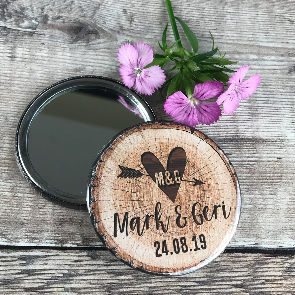 Wedding Favour Mirrors - Woodland Tree Stump Slice Design