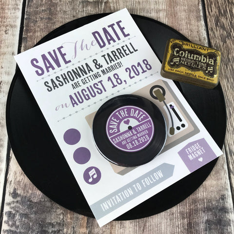Vinyl Record Save The Date Magnets with Postcards Version 2