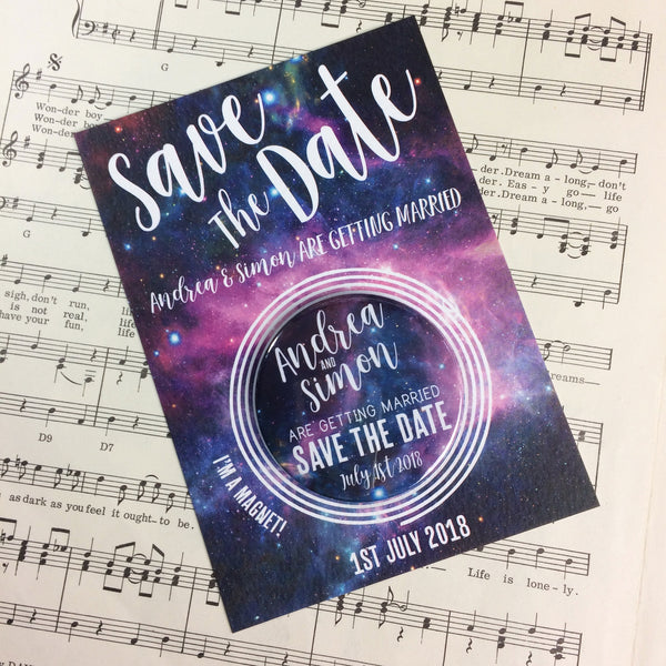 Galaxy Celestial (Space) Save The Date Magnets with Postcards