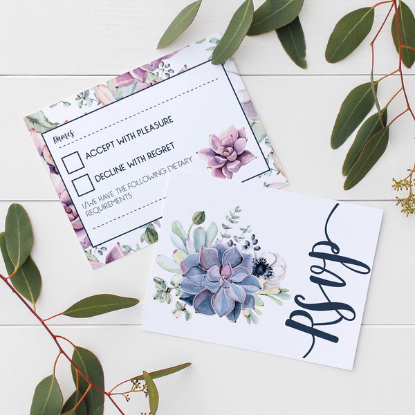 Floral Succulents Wedding Invitations