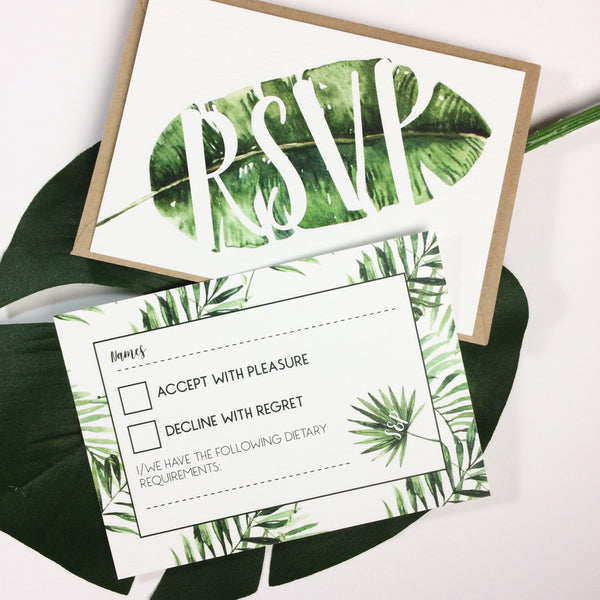 Tropical Palm Leaf Inspired Wedding Invitations