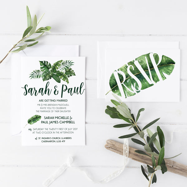 Tropical Palm Leaf Inspired Wedding Invitations