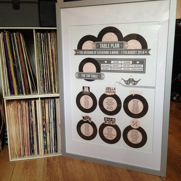 Wedding Table Plan - Printed Vinyl Record Design