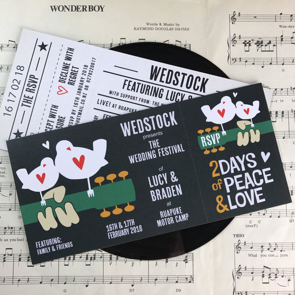 Woodstock Festival Ticket Inspired Wedding Invitations