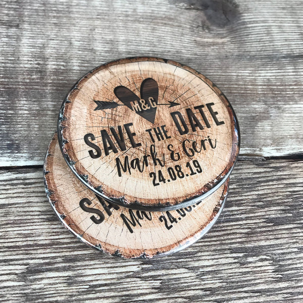 Save The Date Magnets Woodland Tree Stump Design