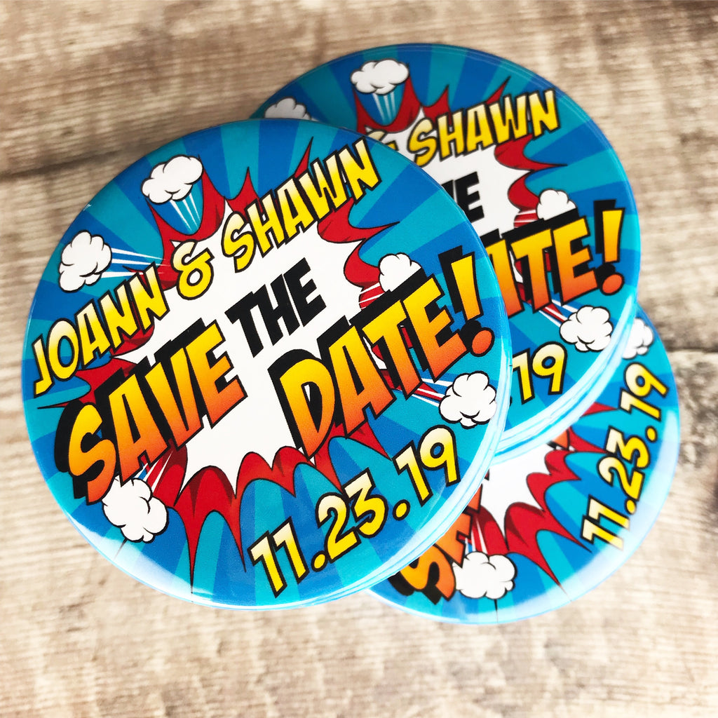 Save The Date Magnets Comic Book Design