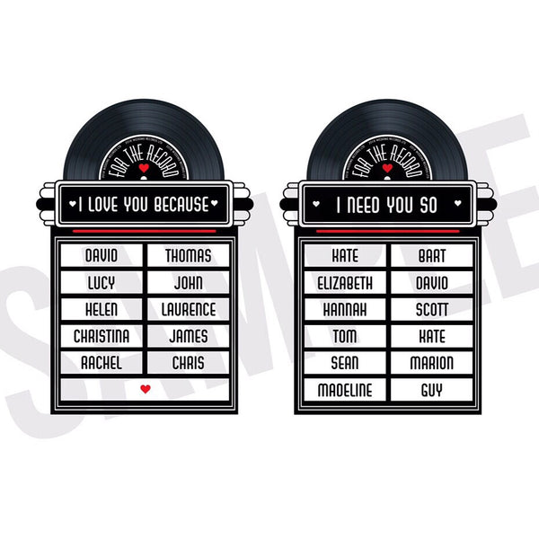 Wedding Table Plan - Printed 1950s Jukebox Vinyl Record Design