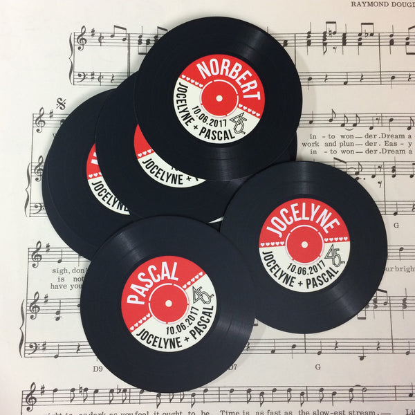 Wedding Name Place Cards - Vinyl Record Design