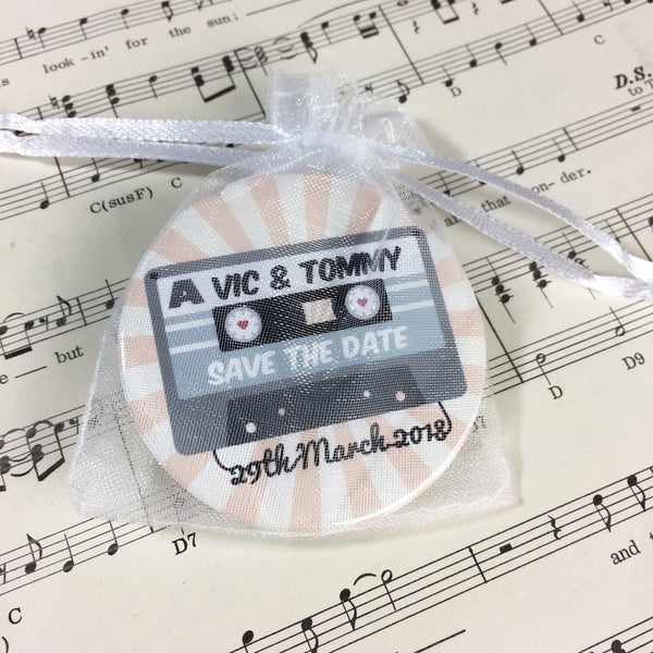 Wedding Save The Date Magnets Cassette Mix Tape Design