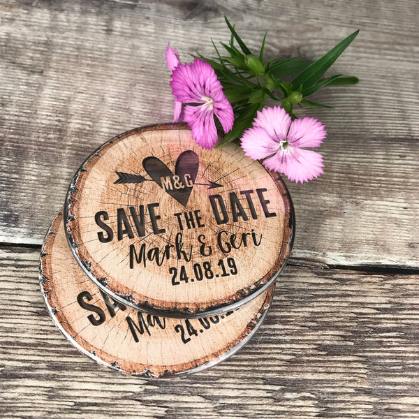 Save The Date Magnets Woodland Tree Stump Design