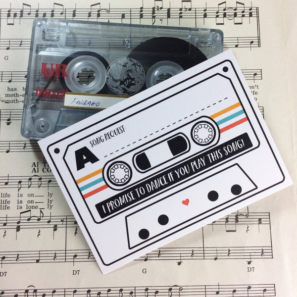 Wedding Song Request Cards - Tape Cassette Mixtape Inspired Design (Pack of 10)