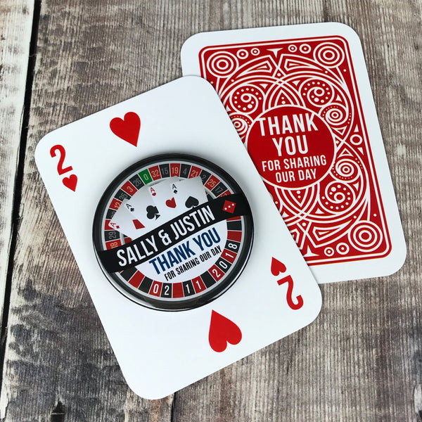 Wedding Favour Bottle Opener Fridge Magnets Las Vegas Roulette Design