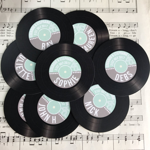 Wedding Name Place Cards - Vinyl Record Design