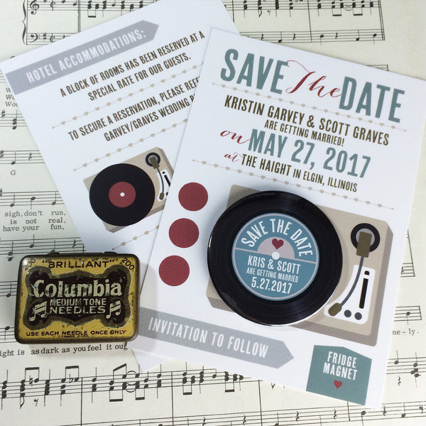 Vinyl Record Save The Date Magnets with Postcards Version 2