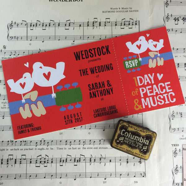 Woodstock Festival Ticket Inspired Wedding Invitations