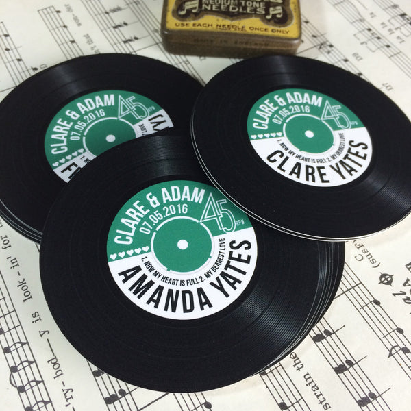 Wedding Name Place Cards - Vinyl Record Design