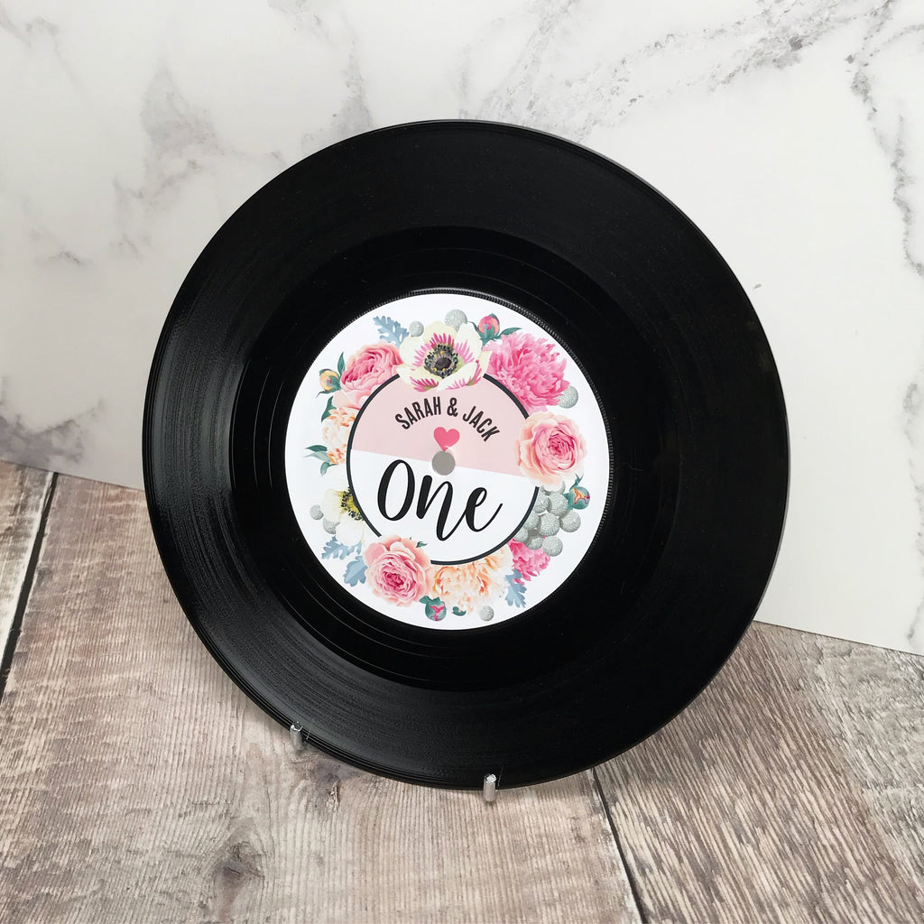 Real 7” Vinyl Wedding Table Numbers/ Names - Floral Vinyl Record Design